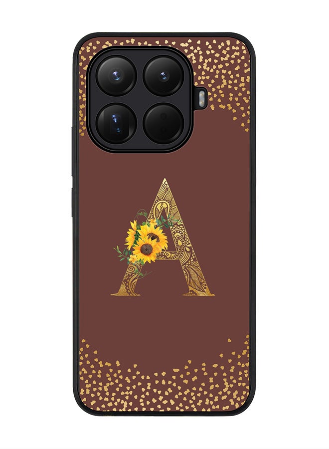 For Xiaomi 15T Pro Case,Slim fit Camera Protection, Shockproof Thin Phone cover  - Custom Floral Monogram - A  (Brown )